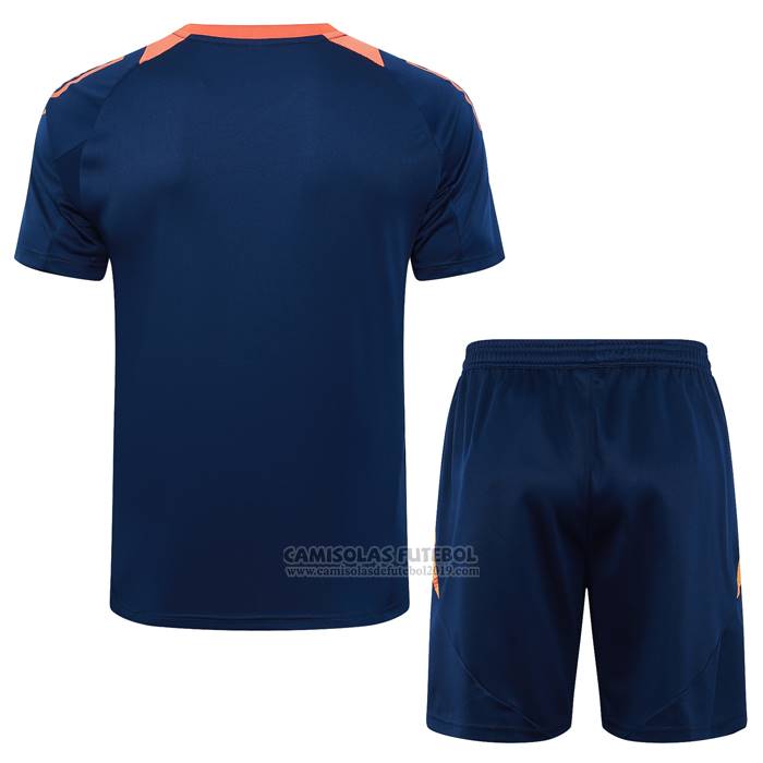Fato de Treino Manchester United Manga Curta 2024-2025 Azul - Calcas Curta